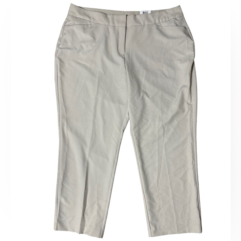 JM Collection Petite Curvy Fit Cream Straight Leg Pants